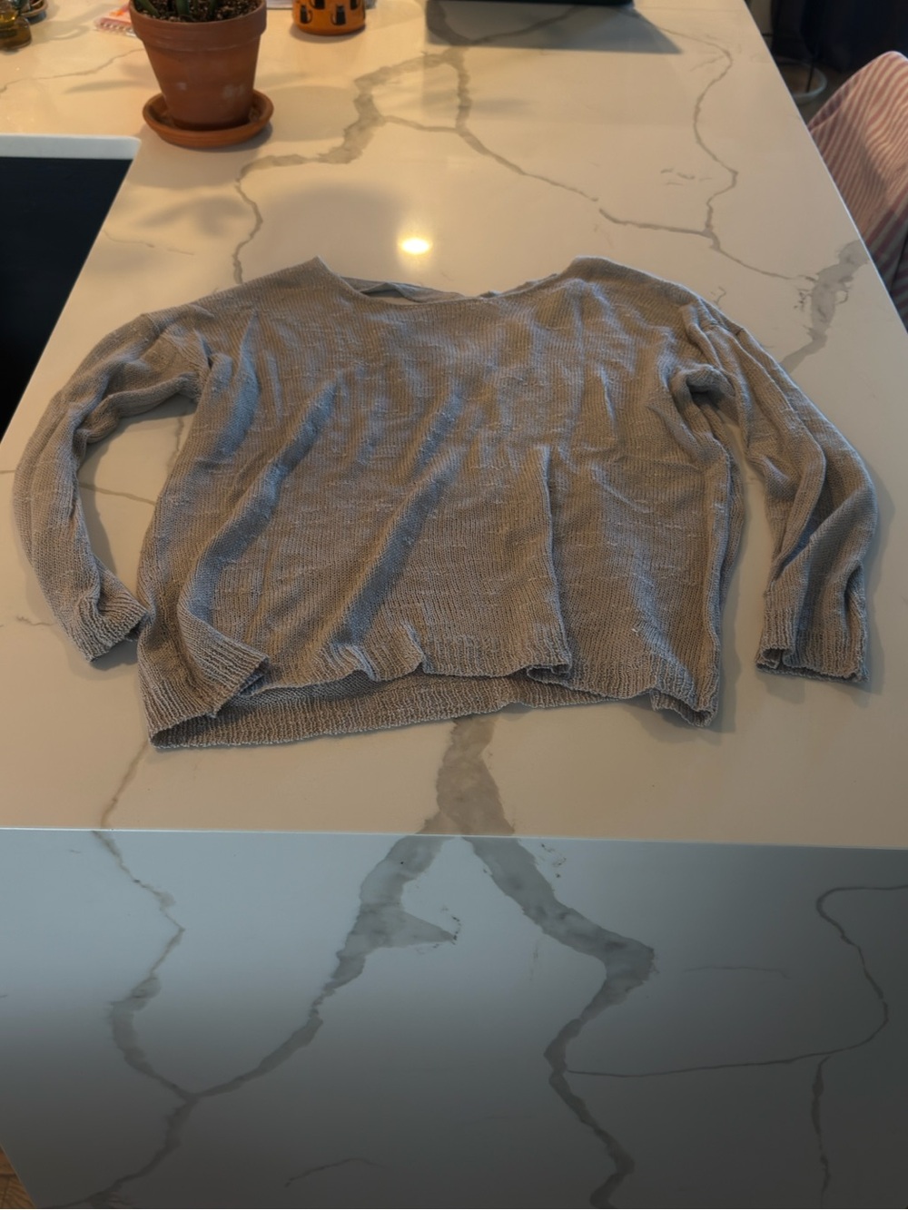 Forever 21 Light Taupe Scoop Neck Lightweight Knit Sweater